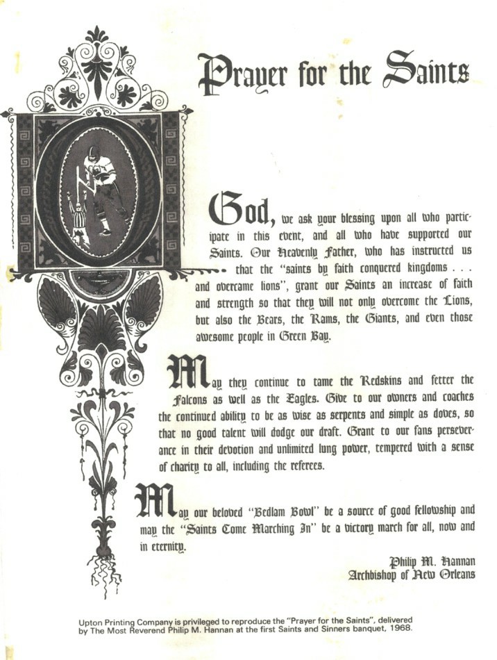 Saints in Super Bowl Origin of Saints Name and Prayer